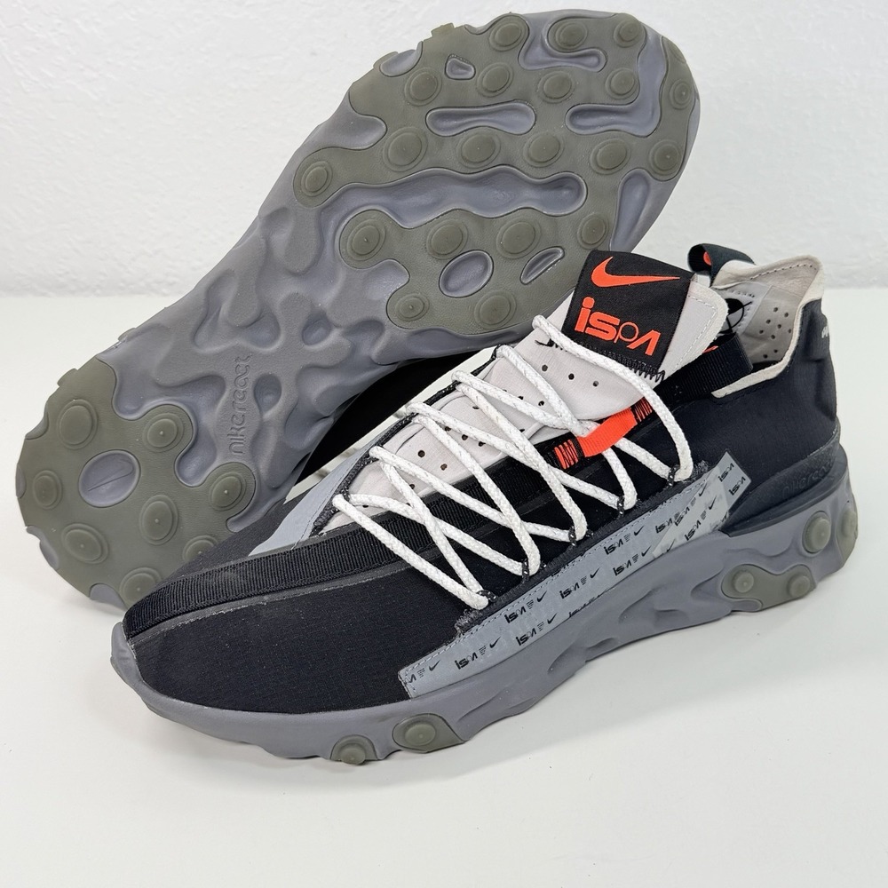 Nike React WR ISPA Men Size 11.5 AR8555-001 Black Silver Gunsmoke Training Shoes